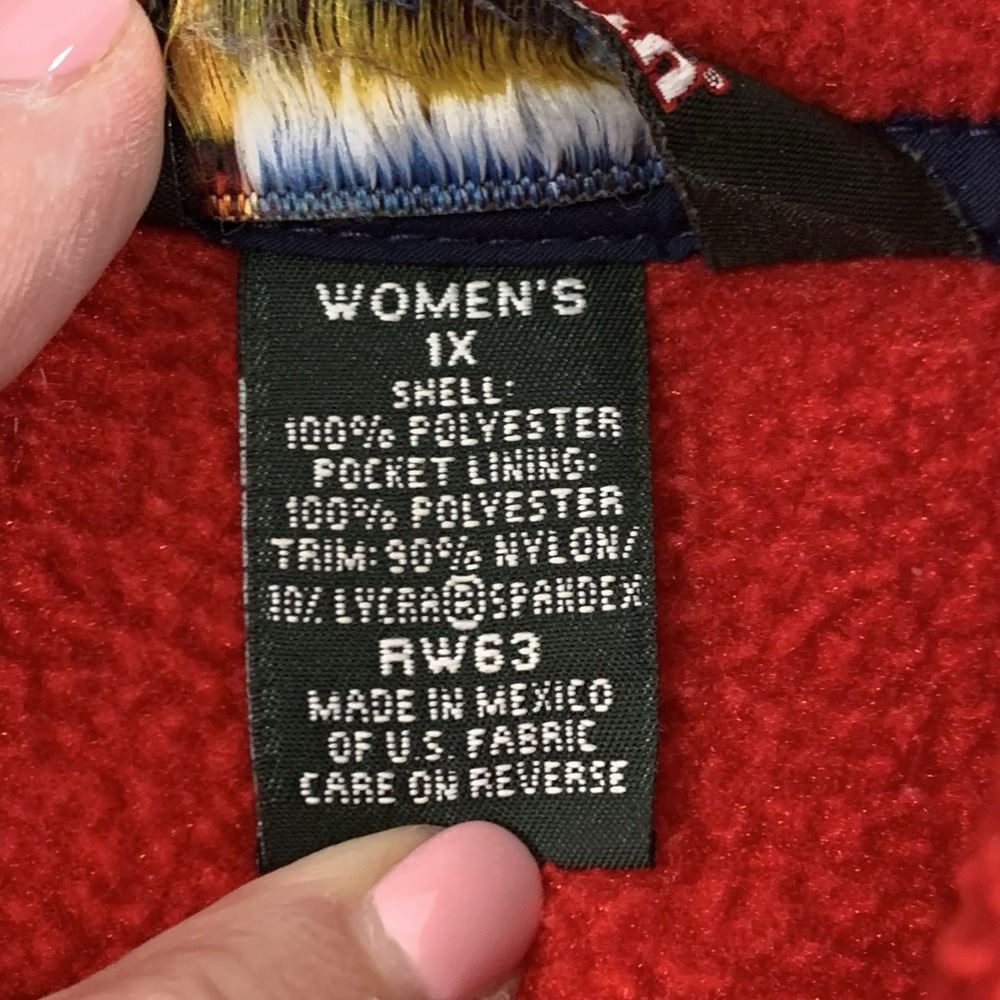Vintage LL Bean Women's Size 1X Red Polartec Hiking Full Zip Fleece Vest Pockets - Picture 5 of 10